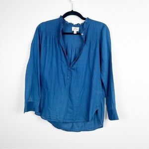 J‎ Crew Long Sleeve Blouse Blue Sz 00